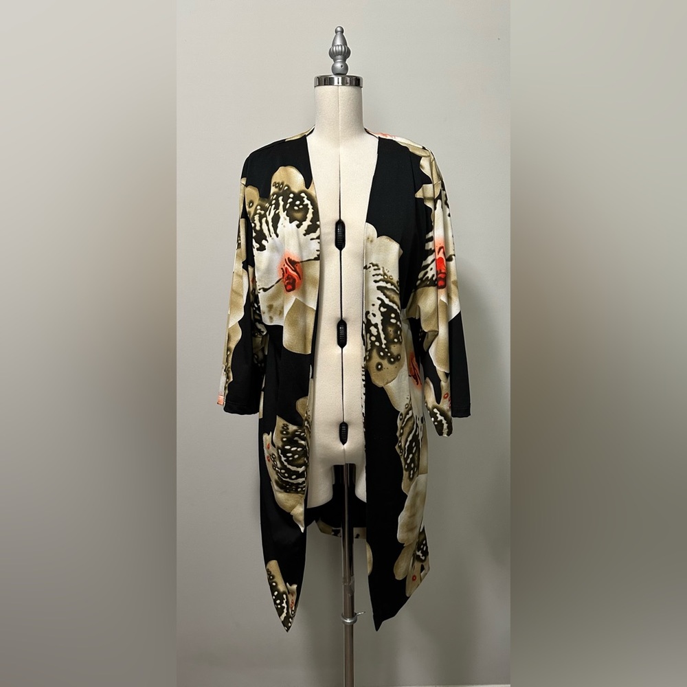 Oasap Casual Dark Floral Kimono